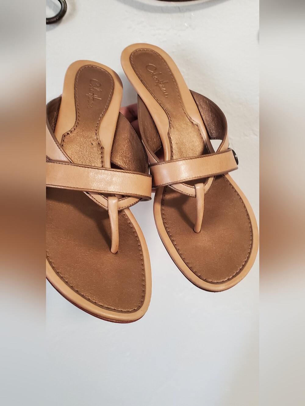 Cole Haan Tan Leather Thong Sandals